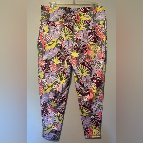 NWT Pro Player Leggings Tropical Foliage Print Sz  1X - Picture 2 of 7